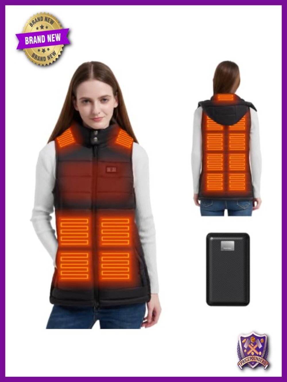 Heated Vest 15 Zones Slim Fit Lightweight Battery Pack Included